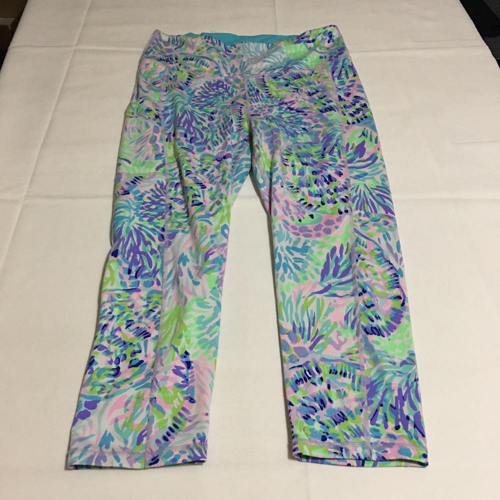 Lilly Pulitzer Luxletic Weekender High-Rise Crop Legging Size Large Blue